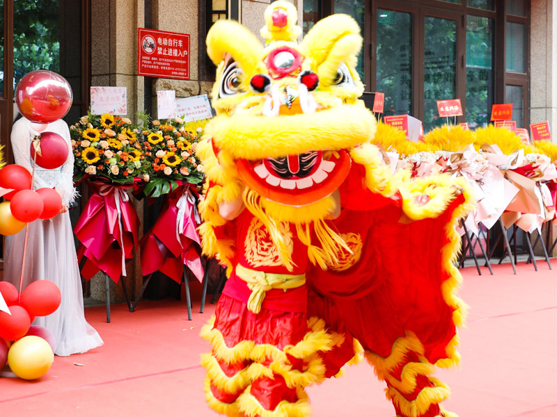 開(kāi)業(yè)慶典舞獅表演情景